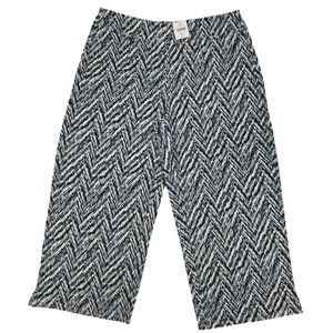 J. Jill Womens High Rise Flat Front Full Leg Blue Print Cropped Pant XS/MP